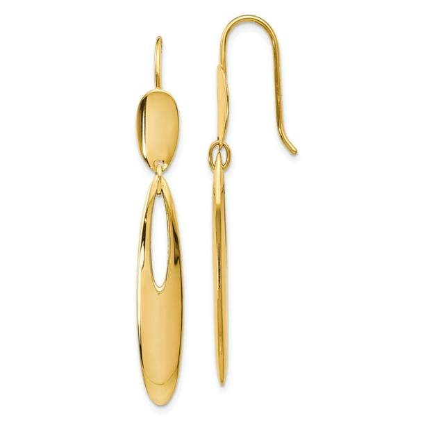 FB Jewels Solid Leslies 10K White And Yellow Two Tone Gold Polished Shepherd Hook Dangle Earrings 